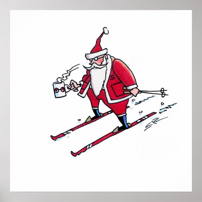 Santa Skiing-glans poster (Framsidan)