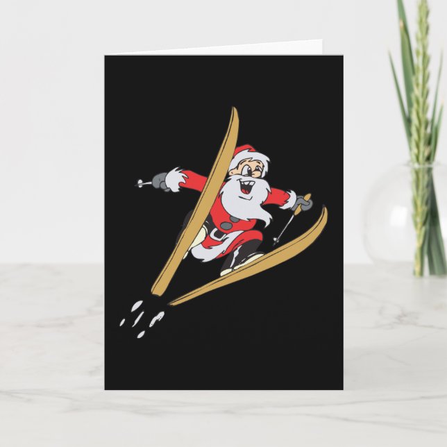 Santa Skiing-Helgdagskort Helgkort (Framsida)