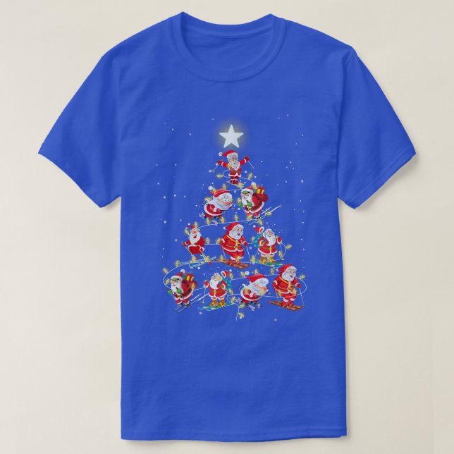 Santa Skiing Julgran Ljus Julafton För manar Wo T Shirt (Design framsida)