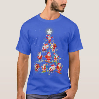 Santa Skiing Julgran Ljus Julafton För manar Wo T Shirt