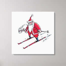Santa Skiing-kanvastrycket Canvastryck