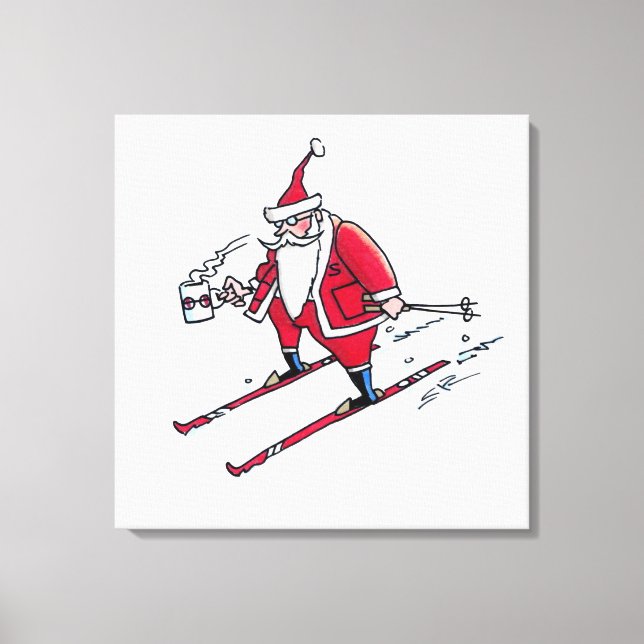 Santa Skiing-kanvastrycket Canvastryck (Framsida)