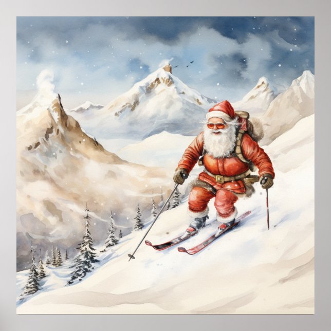 Santa Skiing Poster (Framsidan)
