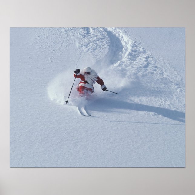 Santa Skiing vid Snowbird Ski Resort, Wasatch Poster (Framsidan)