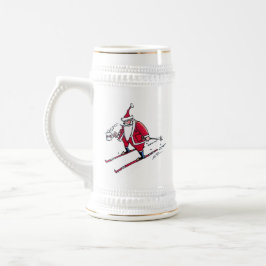 Santa Skiing white stein w guld trim Sejdel