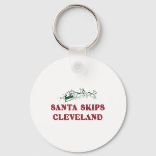Santa Skips Cleveland Funny Santa Reindeer Julafto Nyckelring