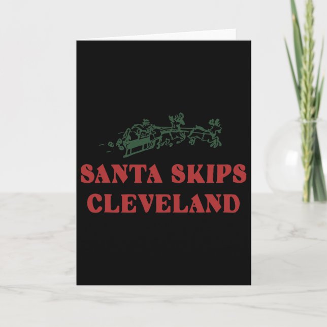 Santa Skips Cleveland Santa Reindeer Julafton Chri Kort (Framsida)