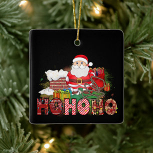 Santa Skorsten Gifts Ho Ho Ho Julgransprydnad Keramik