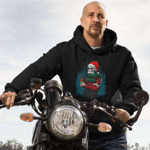 Santa Skull Beer jul-jultomten Chilling Funny Hoodie