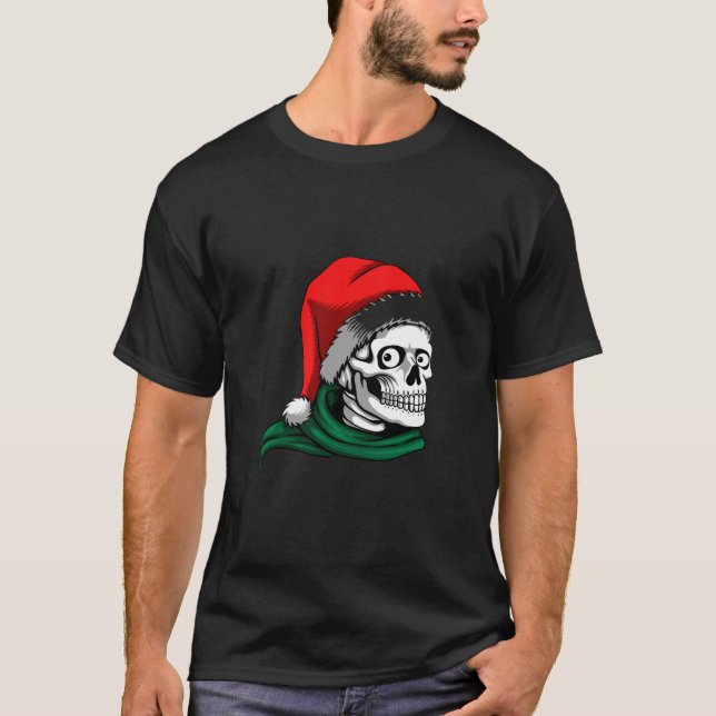 Santa Skull Christmas Graphic T Shirt (Framsida)