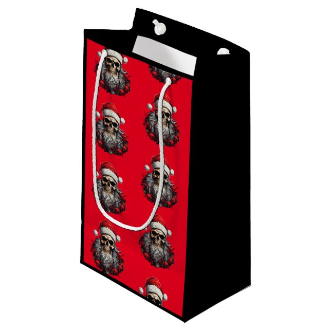 Santa Skull Gift Bag (svart) (Framsidan Vinklad)