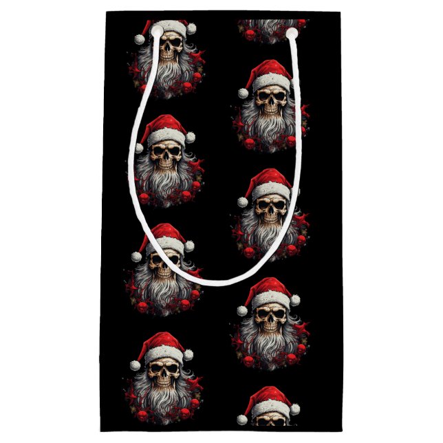 Santa Skull Gift Bag (svart) (Framsidan)