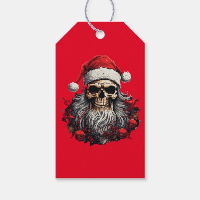 Santa Skull Gift Märkre Presentetikett (Framsidan)