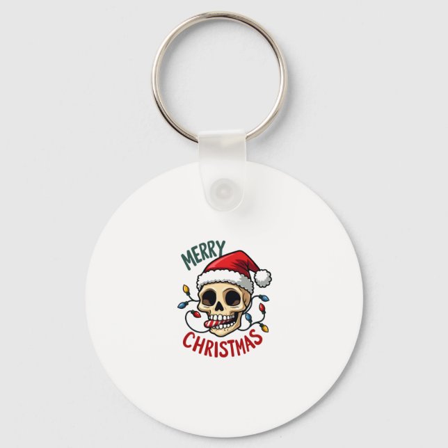 Santa Skull Hat Merry Christmas Family Matching Bo Nyckelring (Framsida)