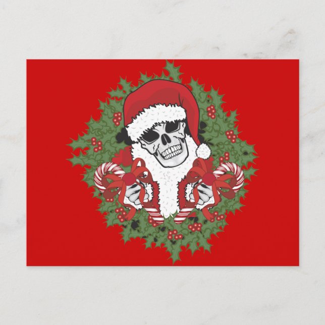 Santa Skull med andedräkt Helg Vykort (Framsida)