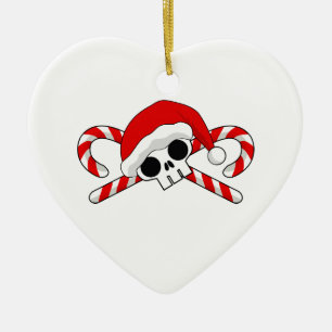 Santa Skull med Polkagrisar Julgransprydnad Keramik
