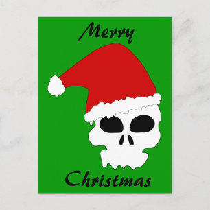 Santa Skull på juldagen Grönt Helg Vykort