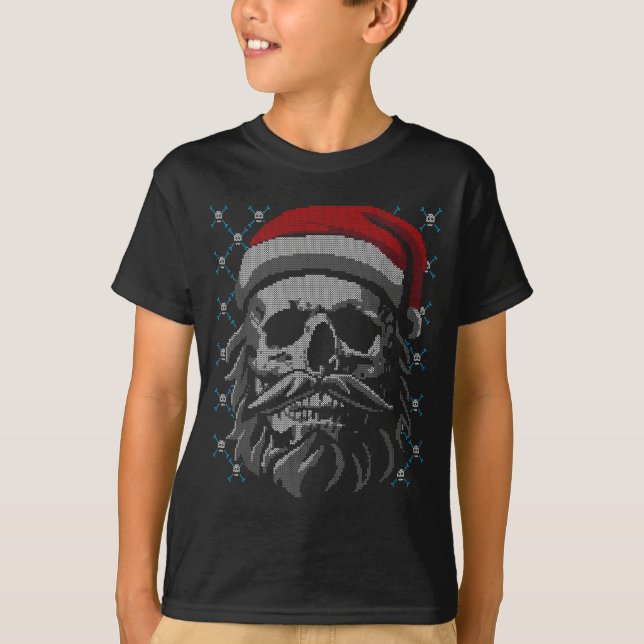 Santa Skull Ugly Christmas Santa Lover Y Christmas T Shirt (Framsida)