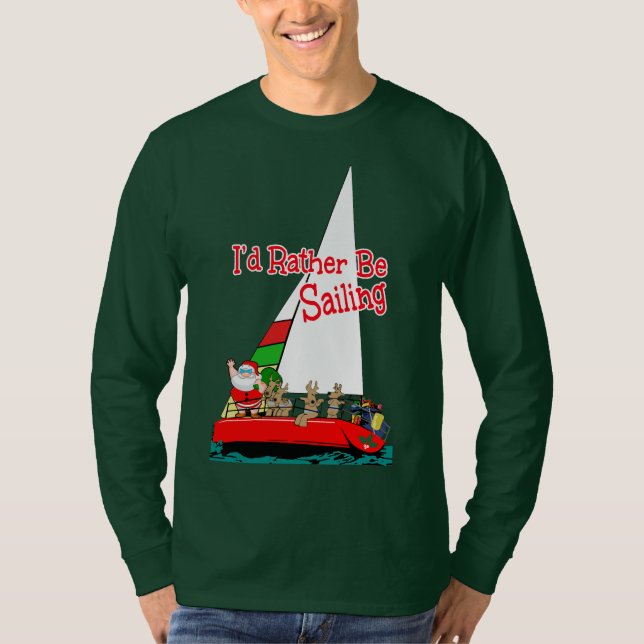 Santa skulle seglar ganska på jul t shirt (Framsida)