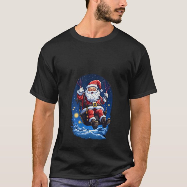 Santa Skydiving Fallskärm Paragliding jul Xm T Shirt (Framsida)