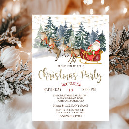 Santa,Släde,Renar,Julparty i skogen Inbjudningar