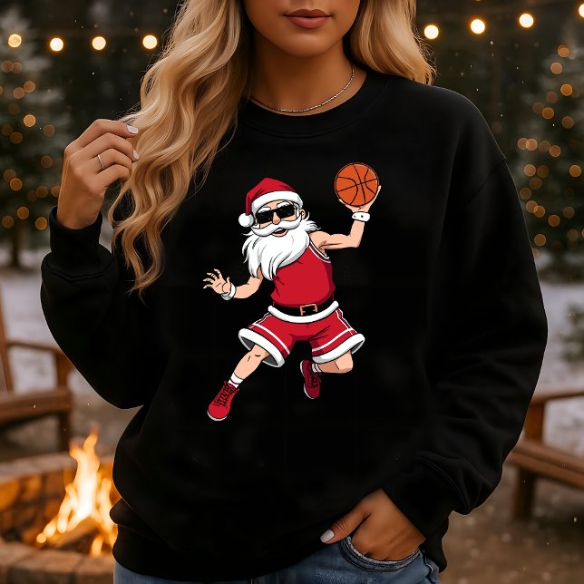 Santa Slam Dunk Basket jul Lång Ärmad Tröja (Skapare uppladdad)
