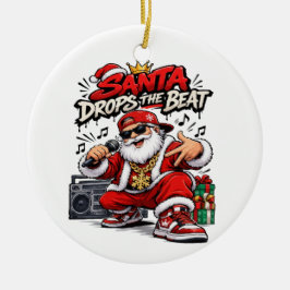 Santa släpper beat jul hip hop julgransprydnad keramik