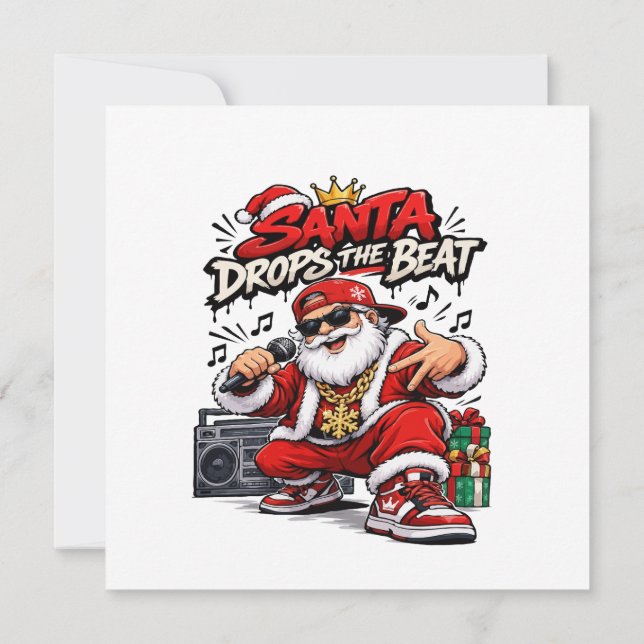 Santa släpper beat jul hip hop kort (Baksida)