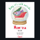 Santa sled - mamma-osa pub poster<br><div class="desc">Baby Shower-inbjudan med ett vackert vattenfärgssläde med gåvor i ett glas boll. Vinterbabyskor. Julgran,  väska med gåvor från Jultomten. Tema för julbabyduschen. Matchande objekt är tillgängliga.</div>