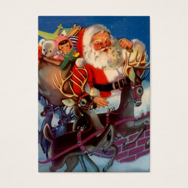 SANTA SLED REINDEER LEKSAK BASKET MÄRKRES GIFT MÄR VISITKORT (Framsidan)