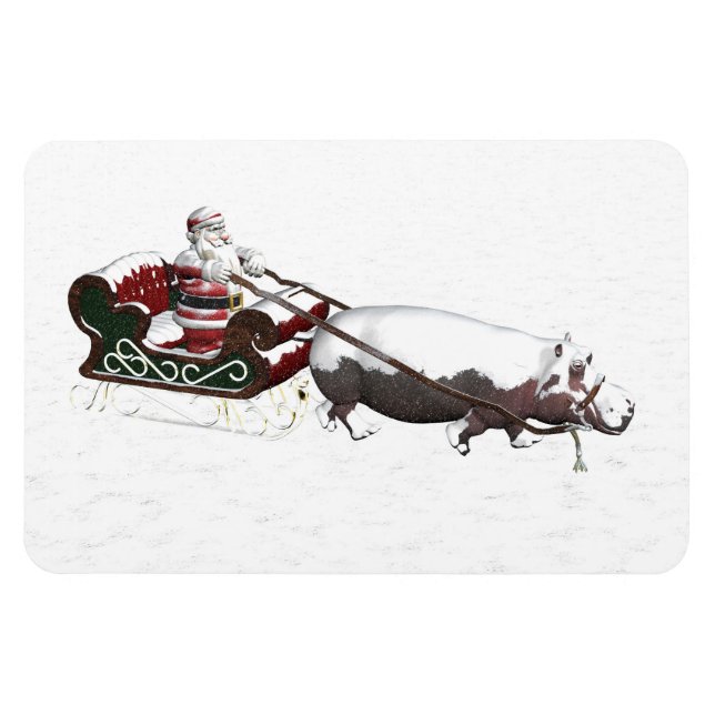 Santa Sled utslaktad av Hippopotamus Magnet (Horisontell)