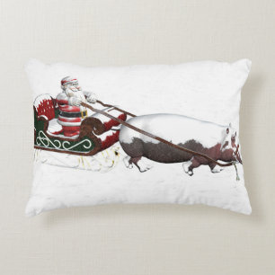 Santa Sled utslaktad av Hippopotamus Prydnadskudde