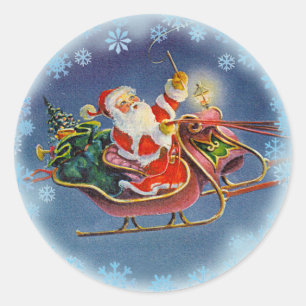 SANTA & SLEIGH by SHARON SHARPE Runt Klistermärke