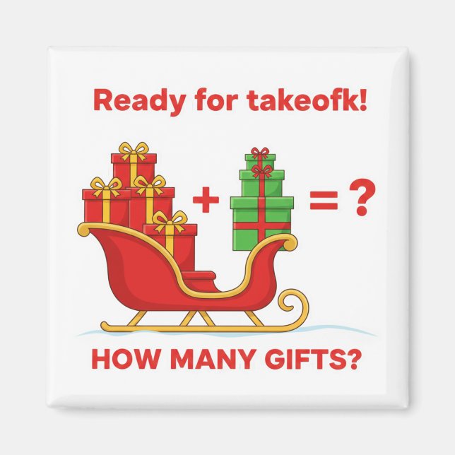 Santa Sleigh Christmas Gifts Math Addition Game Ma Magnet (Framsidan)