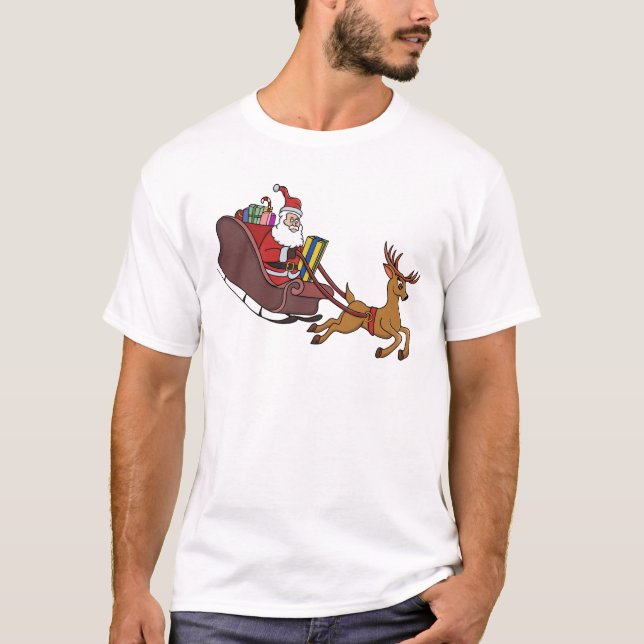 Santa Sleigh Dash och Reindeer Run T Shirt (Framsida)