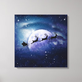 Santa Sleigh | Fantasy Galaxy God Jul Natten Himla Canvastryck