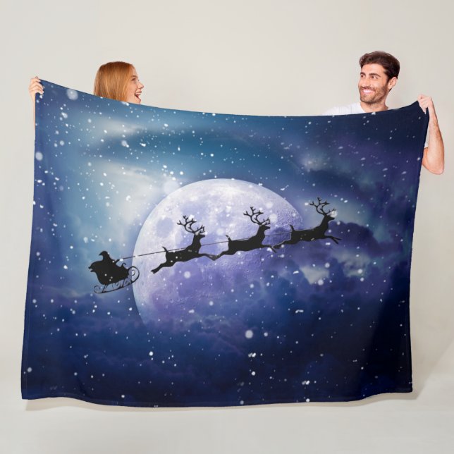 Santa Sleigh | Fantasy Galaxy God Jul Natten Himla Fleecefilt (På plats)