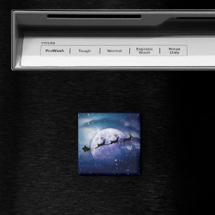 Santa Sleigh   Fantasy Galaxy God Jul Natten Himla Magnet