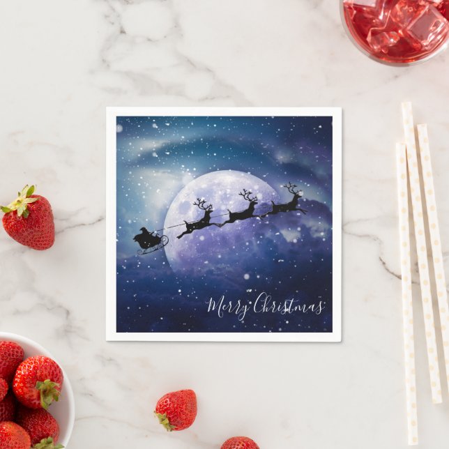 Santa Sleigh | Fantasy Galaxy God Jul Natten Himla Pappersservett (Insitu)