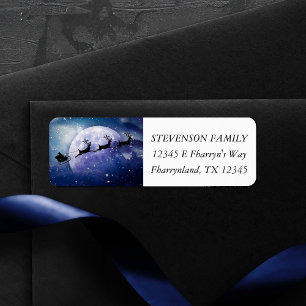 Santa Sleigh Fantasy Galaxy God Jul Natten Himla Returadress Etikett