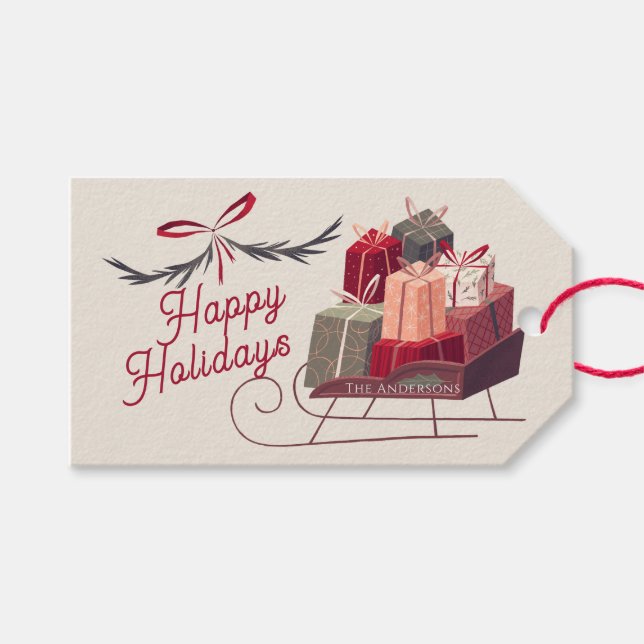 Santa Sleigh Gifts Presenter Presentetikett (Framsidan (Horisontell))