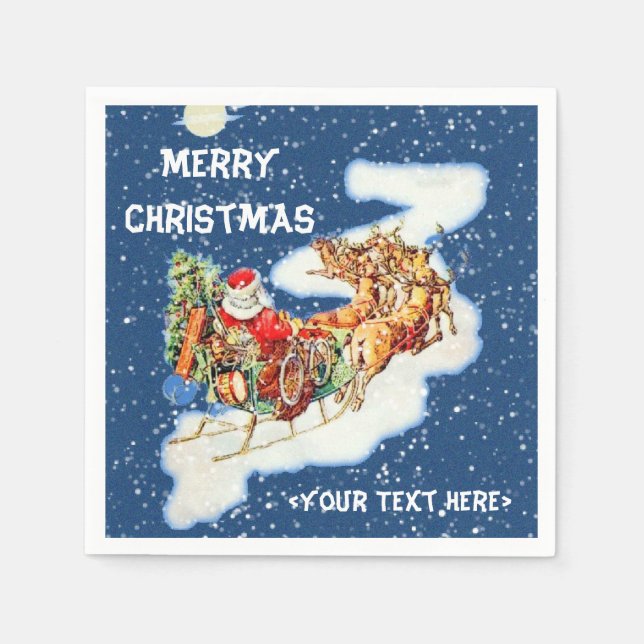 Santa Sleigh God jul Napkins Pappersservett (Framsidan)
