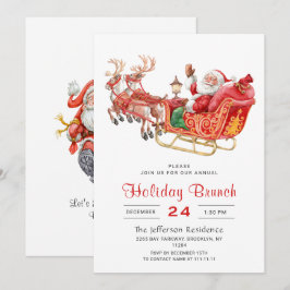 Santa Sleigh Helgdag Brunch jul Party Inbjudningar