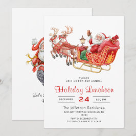 Santa Sleigh-Helgdag Jul Luncheon Inbjudningar