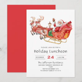 Santa Sleigh Helgdag Luncheon jul Party Inbjudningar