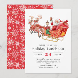 Santa Sleigh Helgdag Luncheon jul Party Inbjudningar