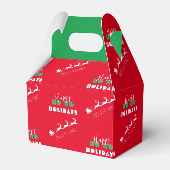 Santa Sleigh Helgdag Red Favor Box Presentaskar (Framsidan Sidan)