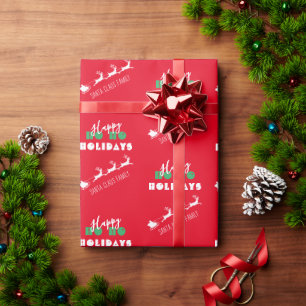 Santa Sleigh Helgdag Red Wrapping Papprare Presentpapper