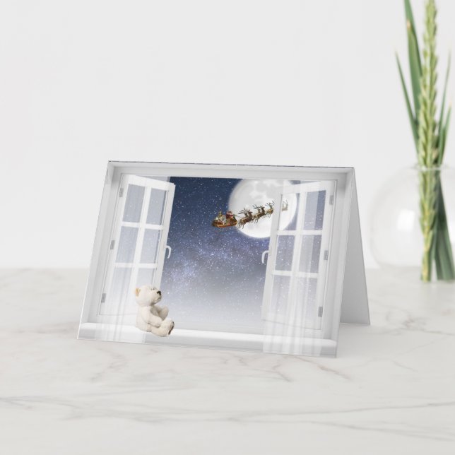 Santa Sleigh i öppet fönster Kort (Framsida)