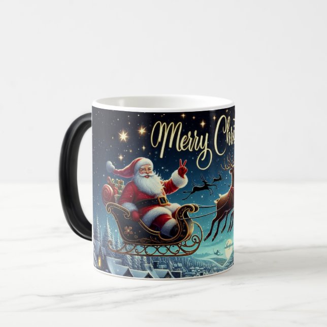 Santa Sleigh jul Mugg Design (Framsida vänster)